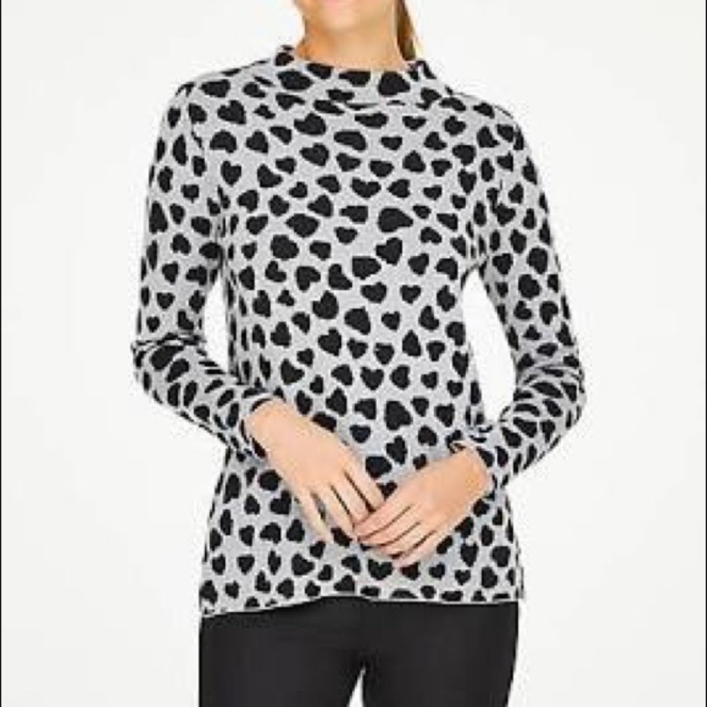 Loft Leopard Heart Wool Sweater XS - Picture 1 of 6